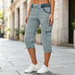 👖 Spodnie cargo typu capri z wysokim stanem – praktyczne kieszenie i luźny krój na co dzień