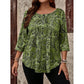 Plus-Size Paisley Blouse – Loose Fit & Curved Hem Design