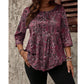 Plus-Size Paisley Blouse – Loose Fit & Curved Hem Design