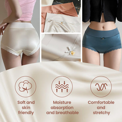 Women's High-Waisted Seamless Satin Ice-Silk Panties (3-Pack & 5-Pack)