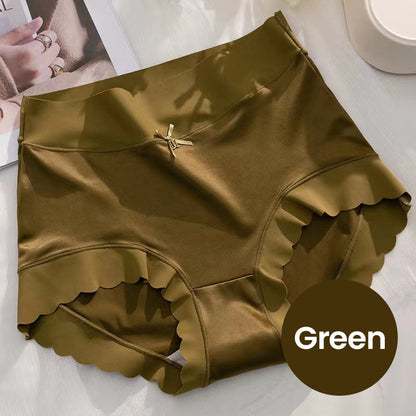 Women's High-Waisted Seamless Satin Ice-Silk Panties (3-Pack & 5-Pack)
