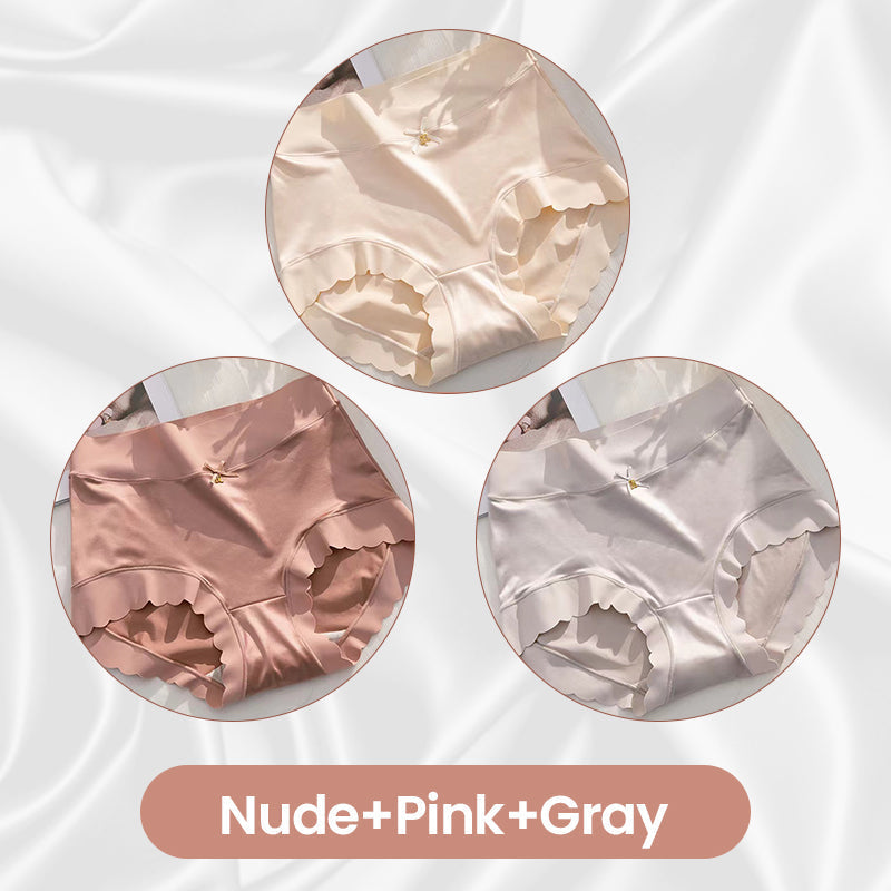 Women's High-Waisted Seamless Satin Ice-Silk Panties (3-Pack & 5-Pack)