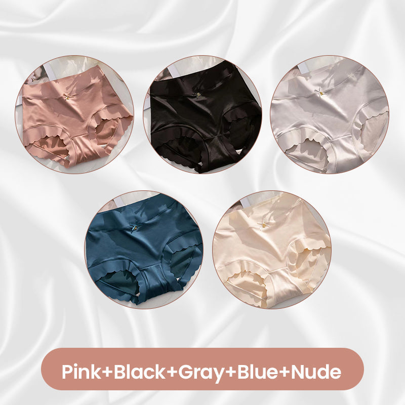 Women's High-Waisted Seamless Satin Ice-Silk Panties (3-Pack & 5-Pack)