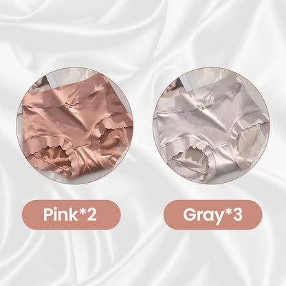 Women's High-Waisted Seamless Satin Ice-Silk Panties (3-Pack & 5-Pack)