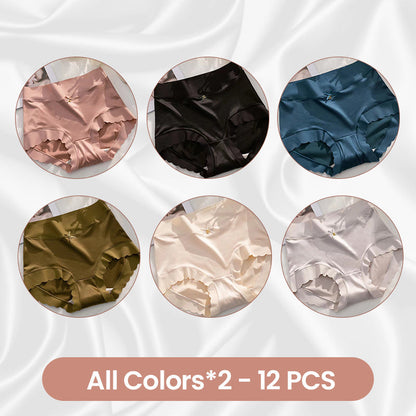 Women's High-Waisted Seamless Satin Ice-Silk Panties (3-Pack & 5-Pack)