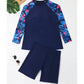 Women's Plus Size Long Sleeve Swimsuit with Shorts