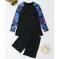 Women's Plus Size Long Sleeve Swimsuit with Shorts