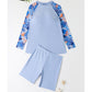 Women's Plus Size Long Sleeve Swimsuit with Shorts