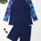 Women's Plus Size Long Sleeve Swimsuit with Shorts