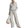✨ Effortless Comfort | Women's Half-Zip Top & Wide-Leg Pants 2-Piece Set