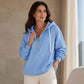 Women's Corduroy Half-Zip Hooded Sweatshirt