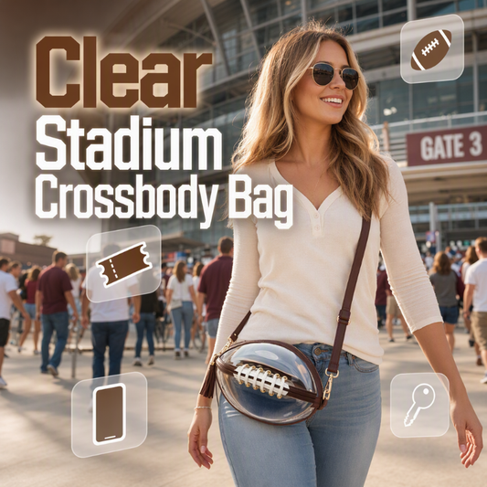🏈 Clear Football-Shaped Crossbody Bag – Game-Day Style Meets Everyday Convenience ✨