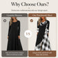👗✨ Sukienka maxi o kroju litery A z kołnierzem typu cowl, patchworkową kratką, guzikami po bokach i kieszeniami — 4 kolory, rozmiary M–3XL 👗