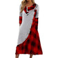 👗✨ Sukienka maxi o kroju litery A z kołnierzem typu cowl, patchworkową kratką, guzikami po bokach i kieszeniami — 4 kolory, rozmiary M–3XL 👗