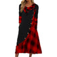 👗✨ Sukienka maxi o kroju litery A z kołnierzem typu cowl, patchworkową kratką, guzikami po bokach i kieszeniami — 4 kolory, rozmiary M–3XL 👗