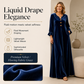 👗✨ Sukienka maxi z aksamitu z dekoltem w kształcie litery V, guzikami, rękawami z falbanami i krojem w kształcie litery A — luksusowa, kobieca, elegancka 👗