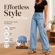 ✨ Standout Denim Style | Women's Ruffle-Hem Relaxed-Fit Jeans