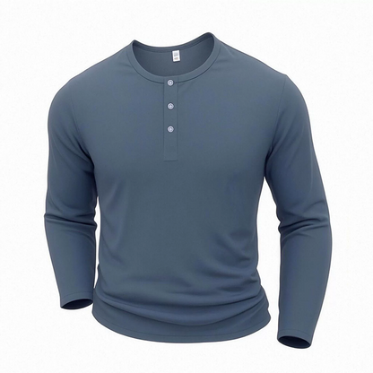🍂 Men’s Casual Henley Long-Sleeve Shirt – Timeless Style & Everyday Autumn Comfort