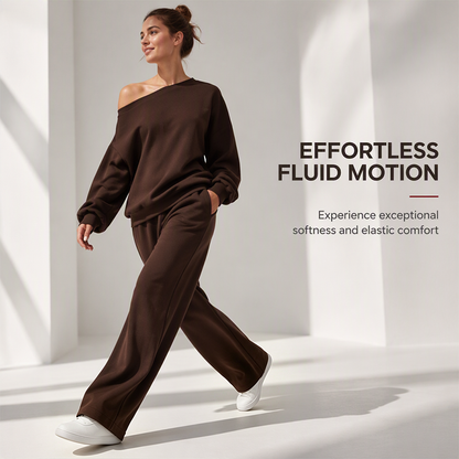 ✈️ Travel-Ready Comfort | Women's Contrast-Piping Sweatshirt & Wide-Leg Pants Set ⚡ Free Shipping