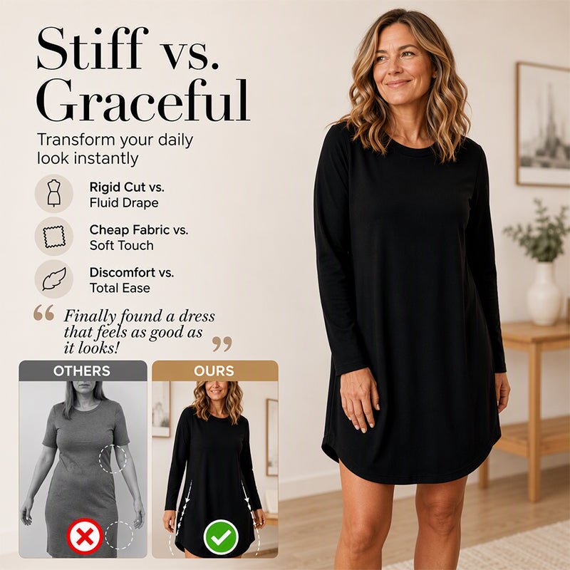 Women's Long Sleeve T-Shirt Dress with Pockets