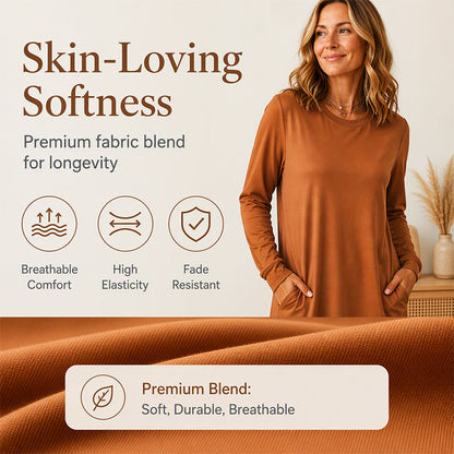 Women's Long Sleeve T-Shirt Dress with Pockets