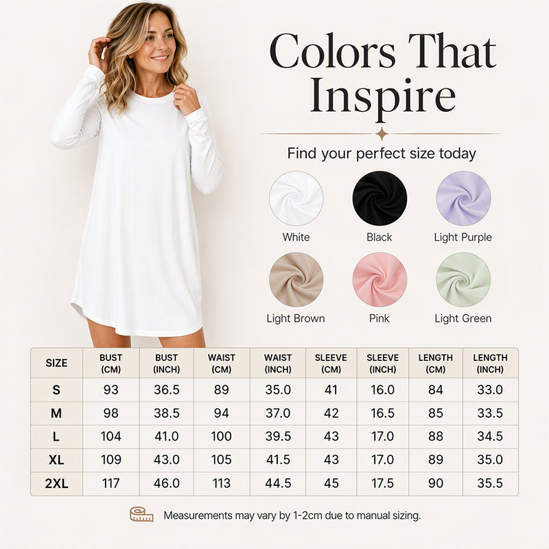 Women's Long Sleeve T-Shirt Dress with Pockets