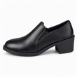 Women's British Style Retro Slip On Mid Block Heel Pumps Plus Size Chunky Heel Low Top Shoes