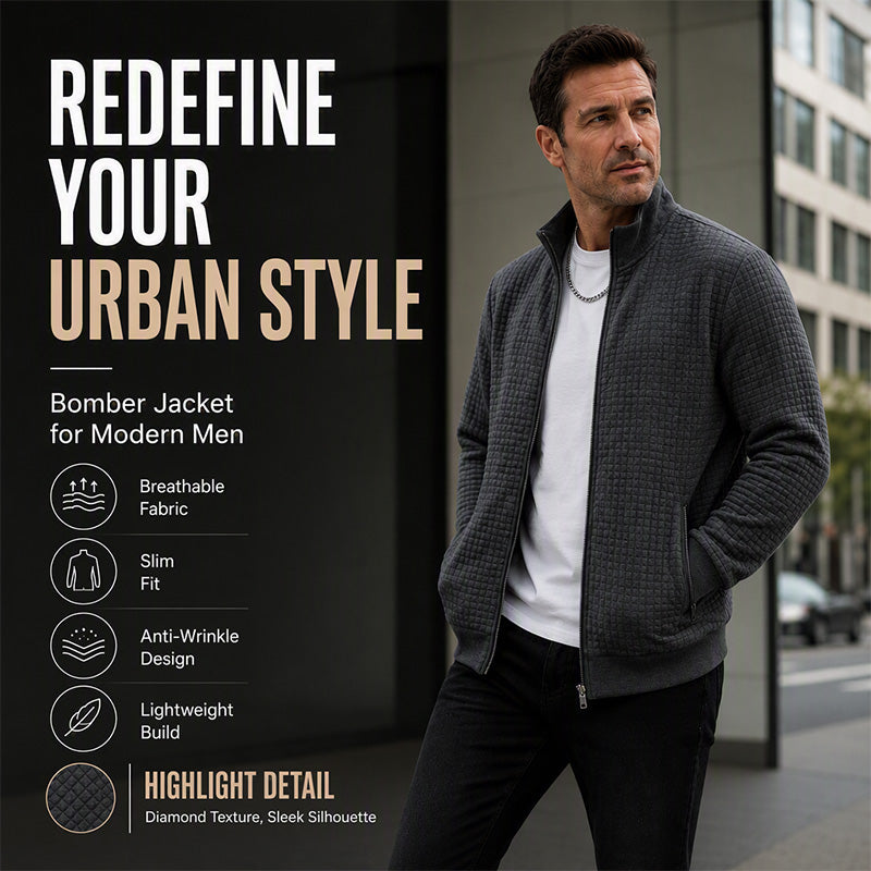 Men's Casual Quilted Stand Collar Jacket