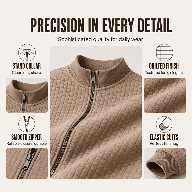 Men's Casual Quilted Stand Collar Jacket