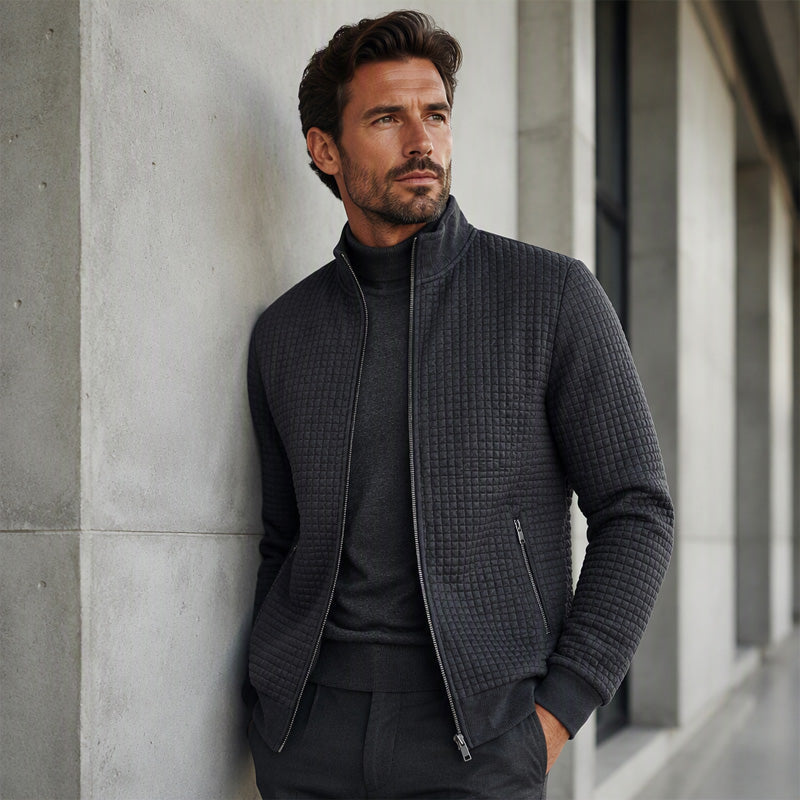 Men's Casual Quilted Stand Collar Jacket
