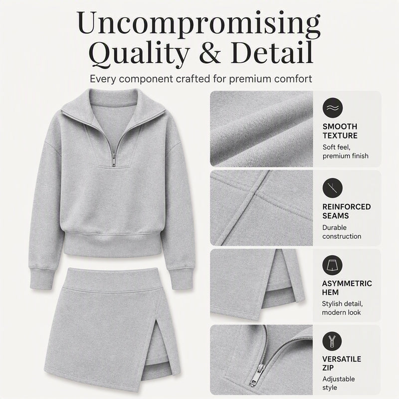 Women's Half-Zip Pullover & Asymmetrical Wrap Skort Set