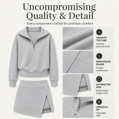 Women's Half-Zip Pullover & Asymmetrical Wrap Skort Set
