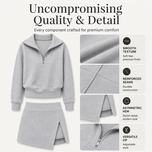 Women's Half-Zip Pullover & Asymmetrical Wrap Skort Set