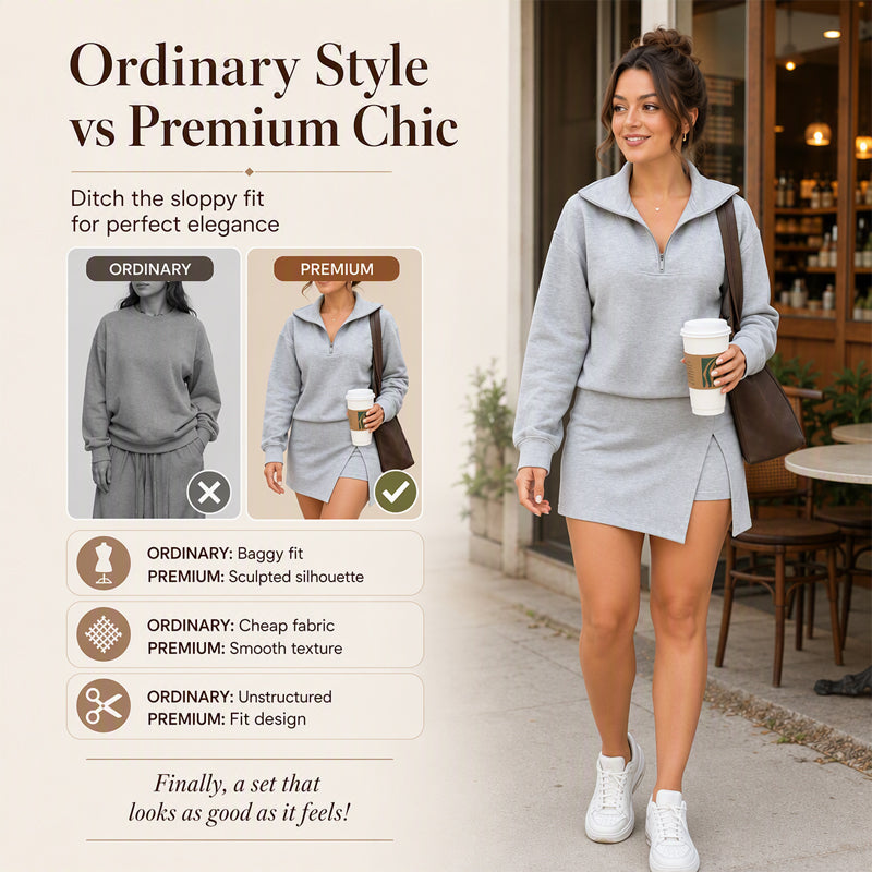 Women's Half-Zip Pullover & Asymmetrical Wrap Skort Set