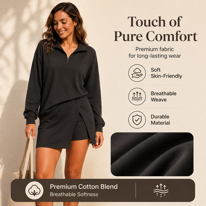 Women's Half-Zip Pullover & Asymmetrical Wrap Skort Set