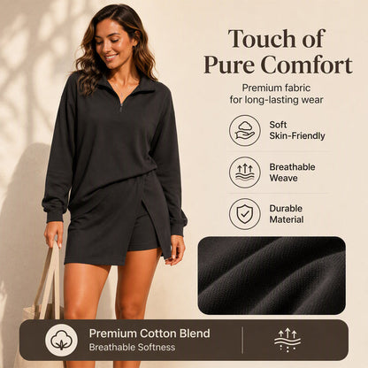Women's Half-Zip Pullover & Asymmetrical Wrap Skort Set