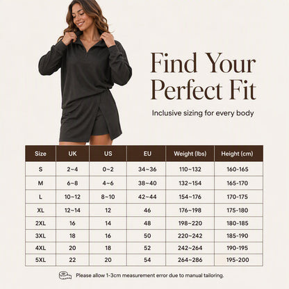 Women's Half-Zip Pullover & Asymmetrical Wrap Skort Set