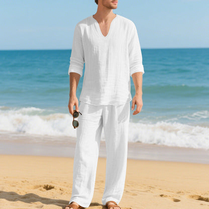 Men's Casual Long Sleeve Shirt and Pants Set