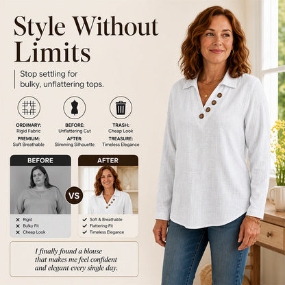 Women's Vintage Long Sleeve V-Neck Top