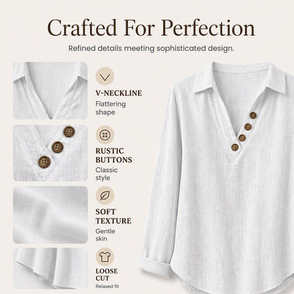 Women's Vintage Long Sleeve V-Neck Top