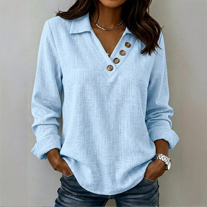 Women's Vintage Long Sleeve V-Neck Top