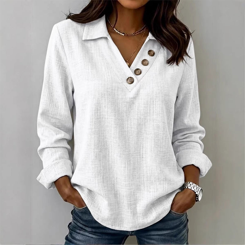 Women's Vintage Long Sleeve V-Neck Top