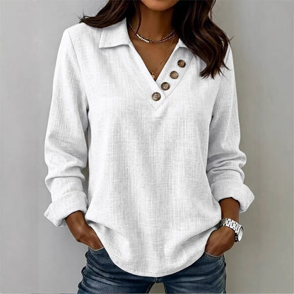 Women's Vintage Long Sleeve V-Neck Top
