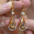 Elegant Amber Teardrop Dangle Earrings