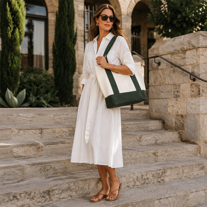 Large Capacity Color Block Canvas Bag