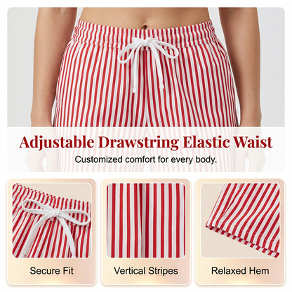 Women's Striped Casual Short Sleeve Shirt and Shorts Set