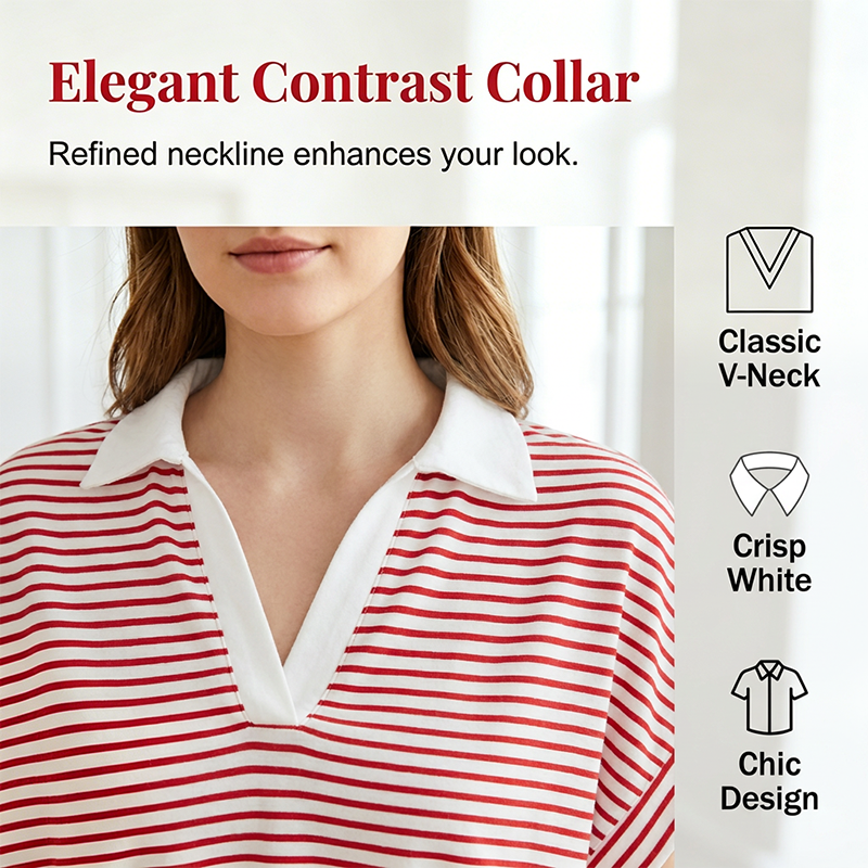 Women's Striped Casual Short Sleeve Shirt and Shorts Set