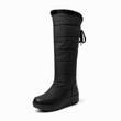 Women's Waterproof Down Cotton Snow Boots Winter Mid-Calf Boots with Round Toe Thick Sole and Warm Lining