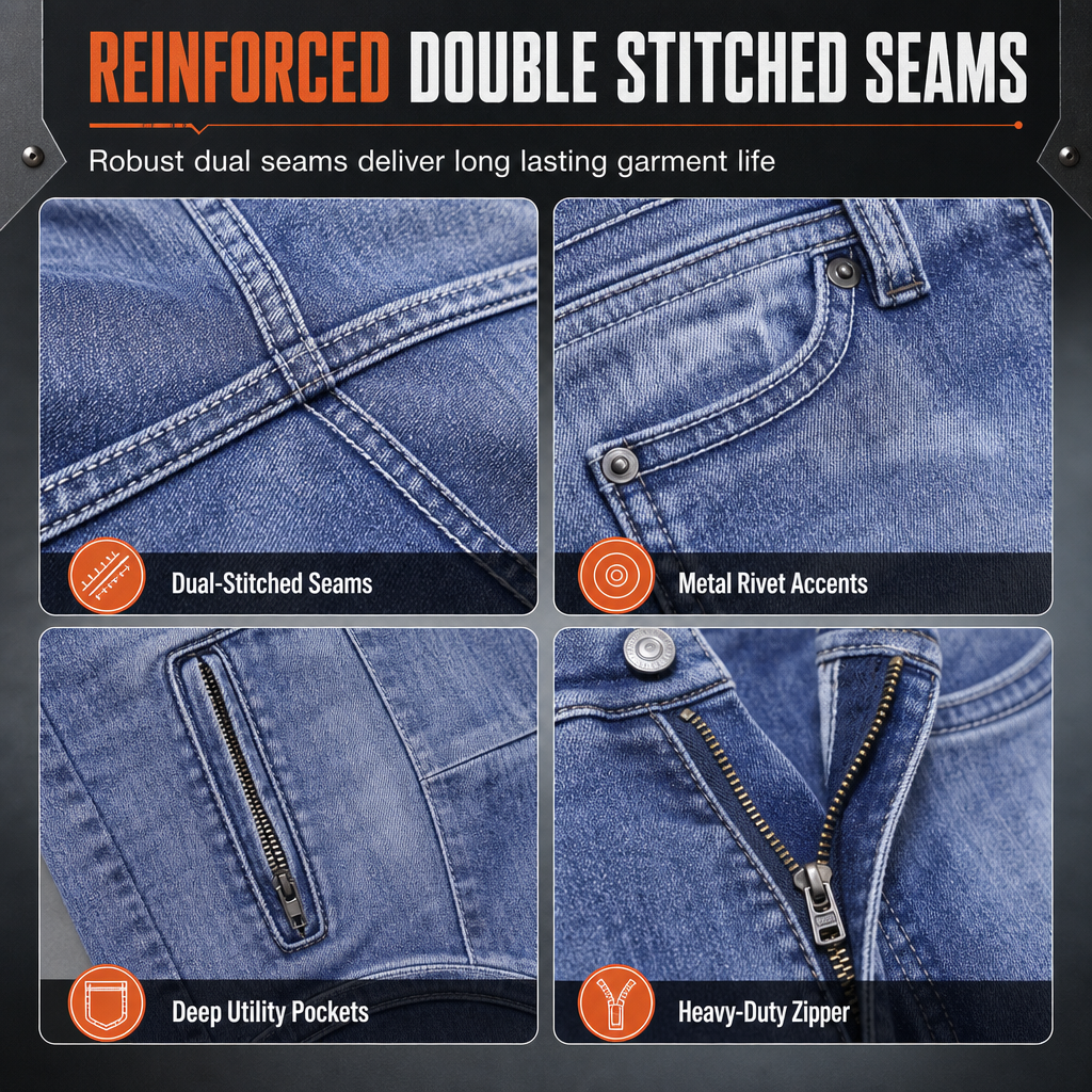 Men's Stretch Motorcycle Riding Jeans Tear Resistant Denim Pants