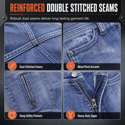 Men's Stretch Motorcycle Riding Jeans Tear Resistant Denim Pants